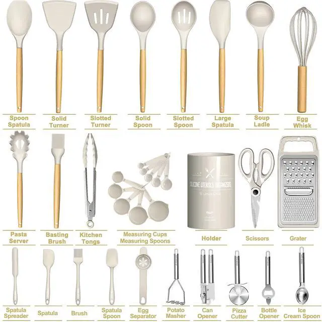 Alt view image 3 of 7 - Umite Chef Mixing Bowls with Airtight Lids Set with Grater Attachments Silicone Kitchen Utensil Set