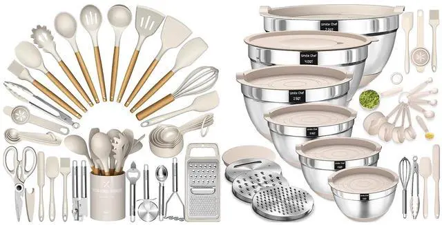 Main image of Umite Chef 34pcs Kitchen Utensil Set and 26pcs Mixing Bowls with Lids Set