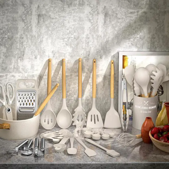 Alt view image 5 of 7 - Umite Chef Mixing Bowls with Airtight Lids Set with Grater Attachments Silicone Kitchen Utensil Set