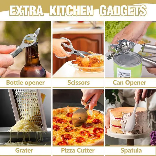 Alt view image 7 of 7 - Umite Chef Mixing Bowls with Airtight Lids Set with Grater Attachments Silicone Kitchen Utensil Set
