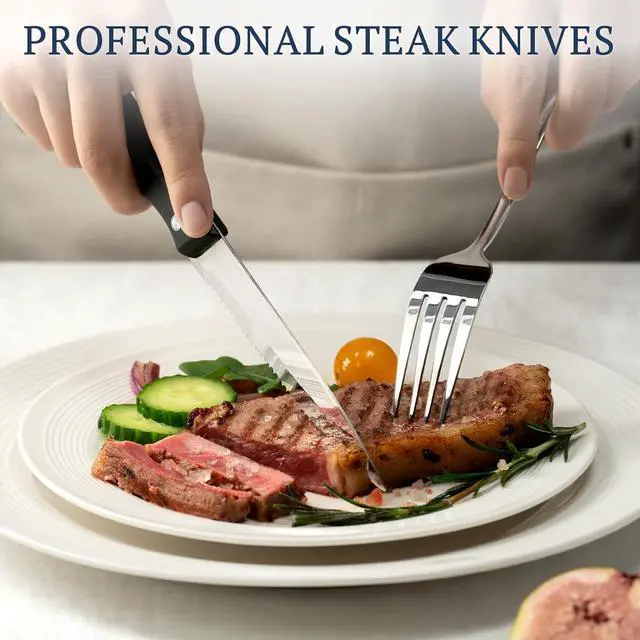 Alt view image 4 of 7 - Astercook Silverware Set 48-Piece Flatware with Steak Knives Food-Grade Stainless Steel Cutlery for 8 Mirror Polished Utensils Set Include Spoons and Forks for Home Kitchen Restaurant