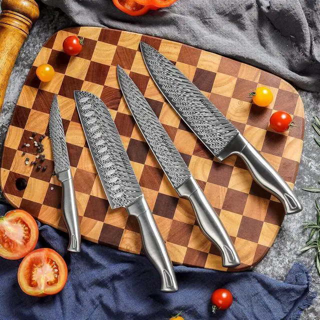 Alt view image 5 of 7 - Astercook Knife Set, 15-Piece Kitchen Knife Set with Block, Built-in Knife Sharpener, German Stainless Steel Knife Block Set, Dishwasher Safe Kitchen Utensils Set