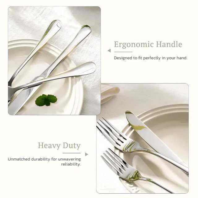 Alt view image 5 of 7 - Astercook 25-Pieces Silverware Set with Steak Knives, Tableware Set for 4 - Great Food-Grade Stainless Steel Flatware Set, Mirror-Polished Dining Utensil Set Perfect for Home & Restaurant