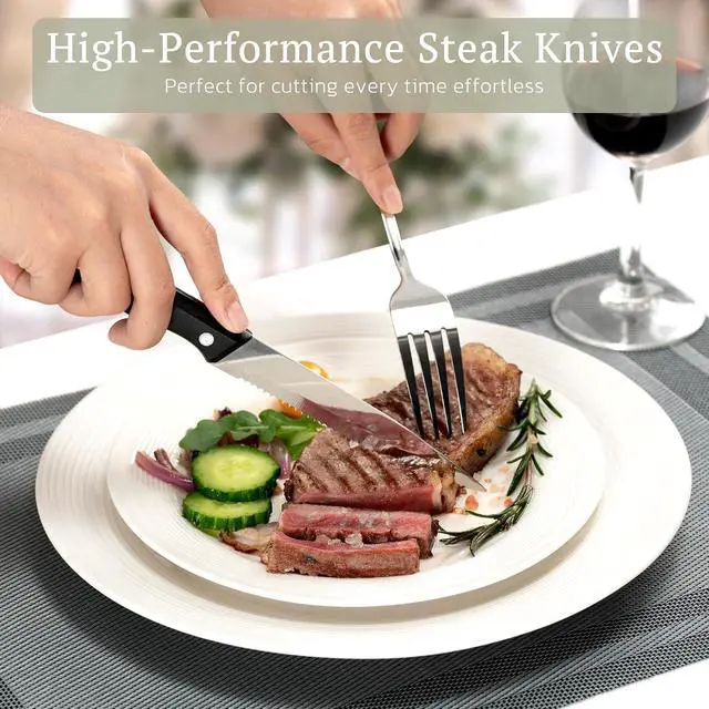 Alt view image 4 of 7 - Astercook 25-Pieces Silverware Set with Steak Knives, Tableware Set for 4 - Great Food-Grade Stainless Steel Flatware Set, Mirror-Polished Dining Utensil Set Perfect for Home & Restaurant