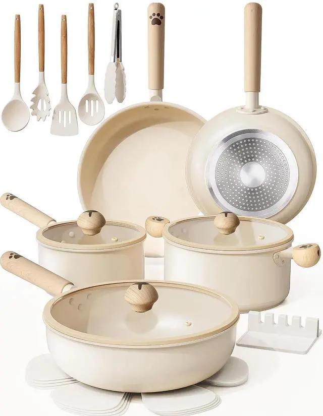 Main image of Astercook Pots and Pans Set Non Stick,Non Toxic 18 Pcs Ceramic Cookware | Dishwasher Safe Induction Cookware for Everyday Cooking & Housewarming Gifts