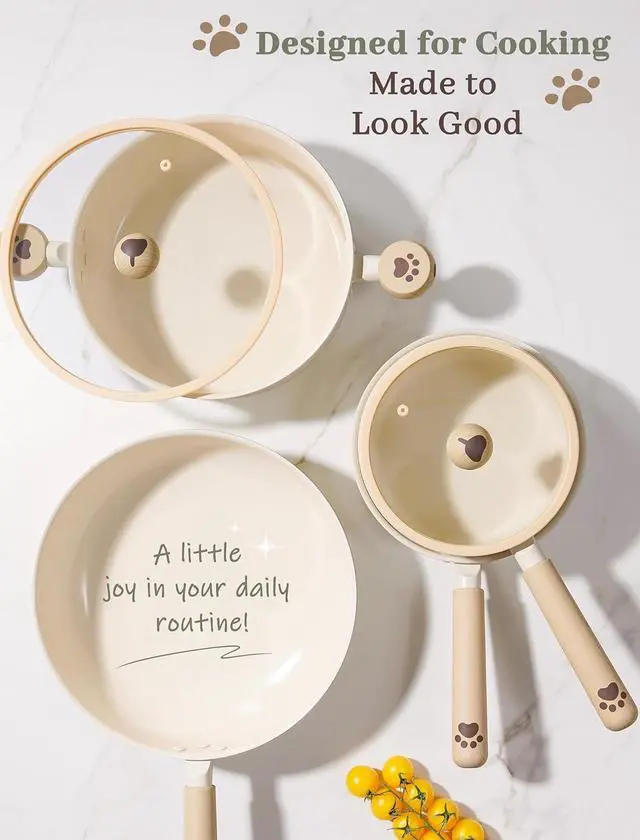 Alt view image 5 of 7 - Astercook Pots and Pans Set Non Stick,Non Toxic 18 Pcs Ceramic Cookware | Dishwasher Safe Induction Cookware for Everyday Cooking & Housewarming Gifts