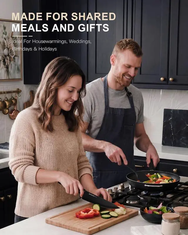 Alt view image 7 of 7 - Astercook Knife Set with Clear Block and Sharpener 22Pcs Black | Dishwasher Safe, Space-Saving Clear Knife Block, for Everyday Home Cooking