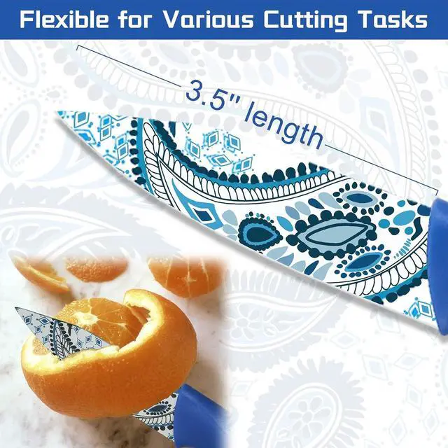 Alt view image 6 of 6 - Astercook 6-Pieces Paisley Pattern Knife Set with Cover, Colorful Kitchen Knives Sets German Stainless Steel, Ideal Gift for Kitchen, Dishwasher Safe