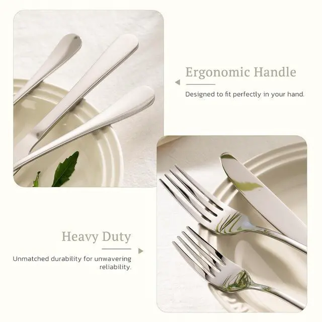 Alt view image 6 of 7 - Astercook 49-Pieces Silverware Set with Steak Knives, Tableware Set for 8 - Great Food-Grade Stainless Steel Flatware Set, Mirror-Polished Dining Utensil Set Perfect for Home & Restaurant