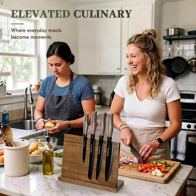 Alt view image 7 of 7 - Astercook Non Stick RV Pots and Pans Ceramic Kitchen Cookware Set and Astercook 13-Piece Kitchen Knife Set with Black Anti-Rust Coating Stainless Steel Chef Knives Set