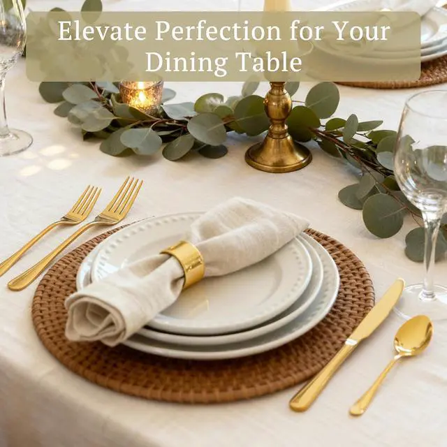 Alt view image 5 of 7 - Astercook 49-Piece Gold Silverware Set with Steak Knives, Flatware Tableware Set for 8, Great Food-Grade Stainless Steel Cutlery Set, Mirror Polished Dining Utensils Set, Perfect for Home Restaurant