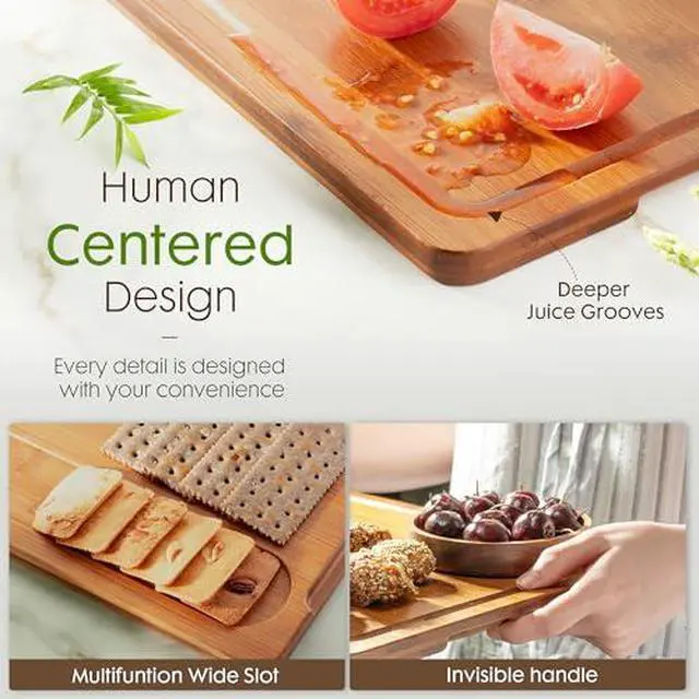 Alt view image 3 of 7 - Astercook Deep-Carbonized Bamboo Cutting Boards and 13-Piece Kitchen Knives Set