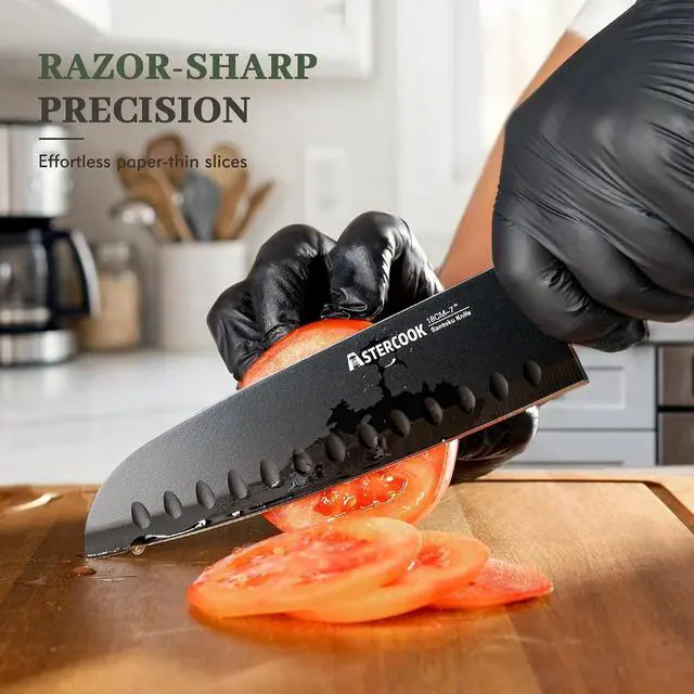 Alt view image 7 of 7 - Astercook Deep-Carbonized Bamboo Cutting Boards and 13-Piece Kitchen Knives Set