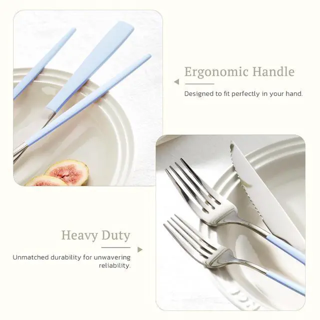 Alt view image 6 of 7 - Astercook 25-Pieces Silverware Set with Steak Knives for 4 - Great Food-Grade Stainless Steel Flatware Set, Mirror-polished Cutlery Utensil Sets, Ideal for Home Restaurant & Banquet Use Blue
