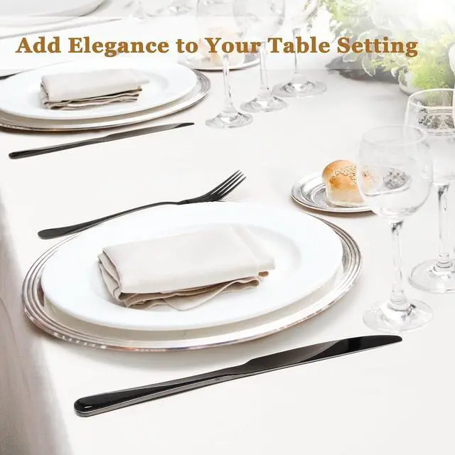 Alt view image 5 of 7 - Astercook 49-Pieces Black Silverware Set with Steak Knives, Black Flatware Set for 8, Food-Grade 410 Stainless Steel Tableware Cutlery Set, Eating Mirror Polished Utensil Set for Home Restaurant