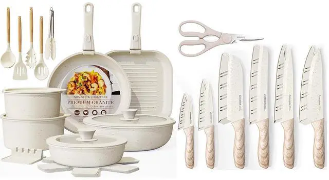 Main image of Astercook 23 Pcs Pots and Pans Set Non Stick with 13 Pieces Kitchen Knives Set