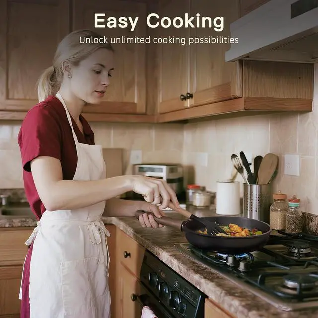 Alt view image 7 of 7 - Astercook 18-Piece Pots and Pans Set, Black Titanium Induction Nonstick Cookware Set, Oven Safe to 480°F, Induction Compatible & Dishwasher Safe, Kitchen Cooking Set for RV Trips, Camping and Picnic