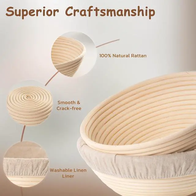 Alt view image 3 of 7 - Astercook 56-Piece Sourdough Starter Kit, Sourdough Bread Baking Supplies with Round & Oval Banneton Bread Proofing Baskets, Bread Making Kit - Perfect Baking Gifts for Beginners & Home Bakers