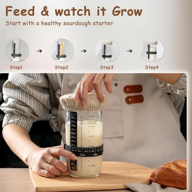 Alt view image 7 of 7 - Astercook 56-Piece Sourdough Starter Kit, Sourdough Bread Baking Supplies with Round & Oval Banneton Bread Proofing Baskets, Bread Making Kit - Perfect Baking Gifts for Beginners & Home Bakers