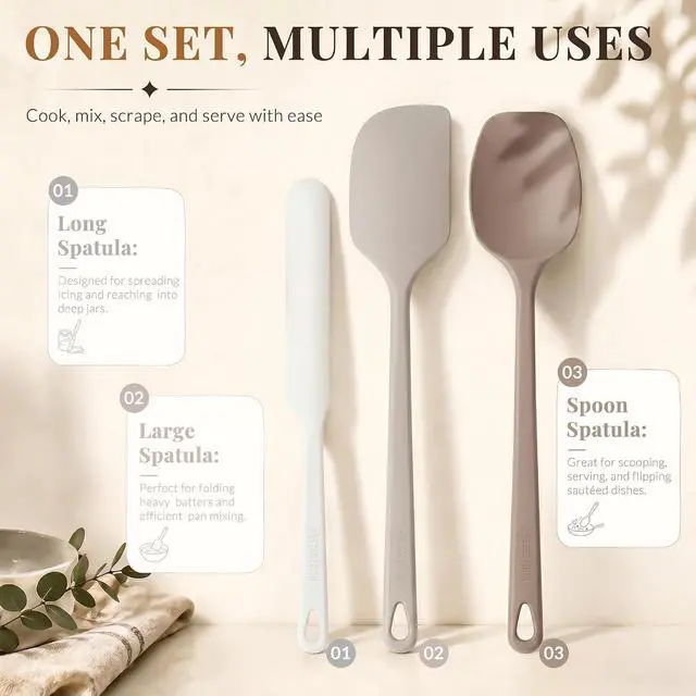 Alt view image 3 of 7 - Astercook 5-Piece Silicone Spatula Set, 560°F Heat Resistant Rubber Spatulas with Stainless Steel Core, Nonstick Safe & Dishwasher Safe Baking Spatula Set for Cooking & Mixing, Macaron Pastel Colors