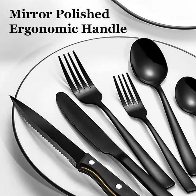 Alt view image 4 of 4 - Kitchen cutlery set, 30pcs cutlery set, including steak knife, spoon, fork and 6-piece knife set
