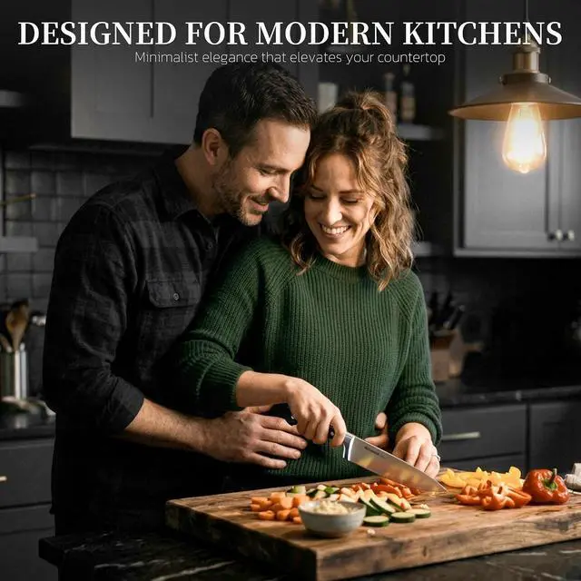 Alt view image 5 of 7 - Astercook 14-Piece Knife Set with Block and Built-in Sharpener, Professional Full-Tang Kitchen Knife Set, Sleek Black Design for Modern Kitchens and Housewarming Gifts
