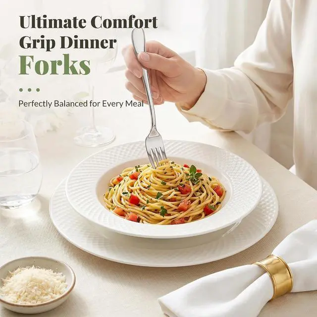 Alt view image 3 of 7 - Astercook Dinner Fork Set, 24-Piece Premium Food-Grade Stainless Steel Forks Silverware, Mirror Polished & Dishwasher Safe, Heavy Duty Flatware Ideal for Kitchen, Restaurant & Party Use