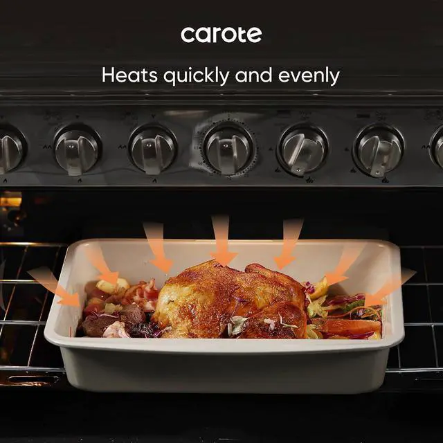 Alt view image 4 of 7 - CAROTE 7-Piece Baking Pans Set, Nonstick Bakeware Sets, Gray & Khaki | Cookie Sheets, Muffin, Bread, Cake, Loaf, Roasting Pan, Easy-Release, Oven Safe Up to 446°F, PFAS-Free, Stackable, Home, Gift