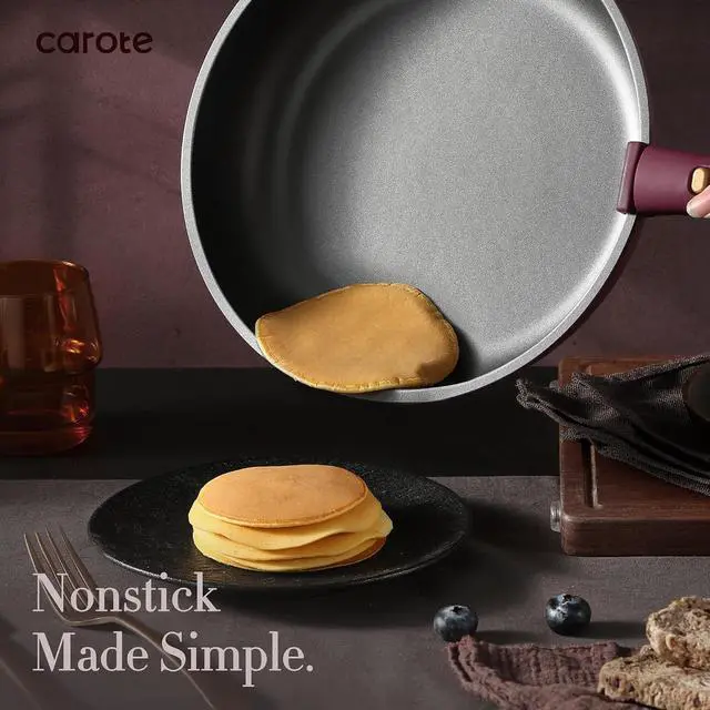 Alt view image 3 of 7 - CAROTE 32pcs Pots and Pans Set Non Stick, Detachable Handle Cookware Sets | Bakeware and Kitchen Gadgets, Space Saving, Dishwasher & Oven Safe, Non-Toxic, for Camping/RV/Traveling, Purple