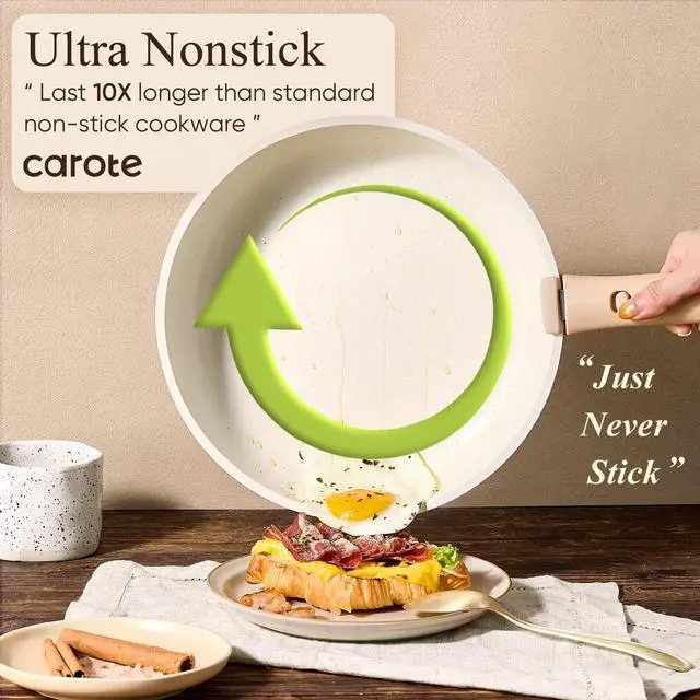 Alt view image 3 of 7 - CAROTE 21pcs Pots and Pans Set Non Stick, Cookware Set Detachable Handle | Induction Compatible, Dishwasher & Oven Safe, Space Saving, Camping Cooking Set, Kitchen Set, White