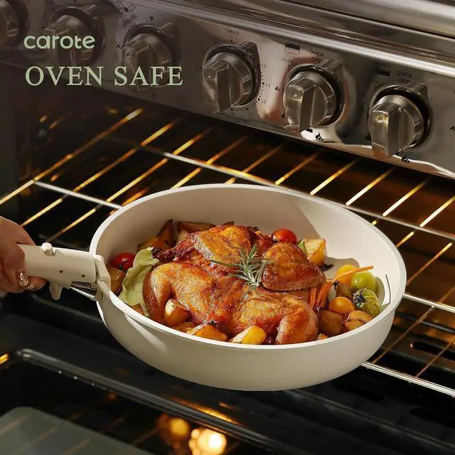 Alt view image 5 of 7 - CAROTE 22pcs Pots and Pans Set Non Stick, Detachable Handle Cookware Sets | Induction Compatible, Dishwasher & Oven Safe, Space Saving, Camping Cooking Set, Kitchen Set, Cream White