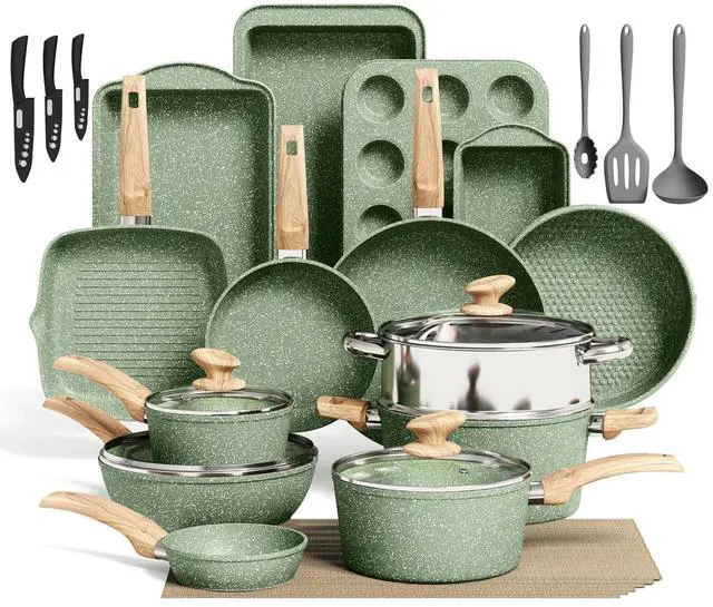 Main image of Kitchen Academy 30pcs Pots and Pans, Nonstick Cookware and Bakeware Sets | Induction Kitchen Cooking Set, Durable, Easy Food Release, Even Heating
