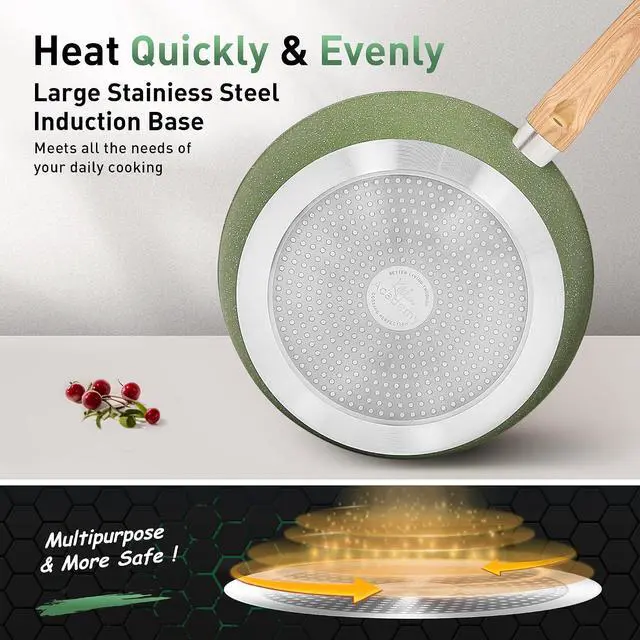Alt view image 4 of 7 - Kitchen Academy 30Pcs Induction Cookware Sets - Nonstick Kitchen Cooking Pans Set, Pots and Pans Set Non Stick, Green Healthy & Non Toxic Cookware Set