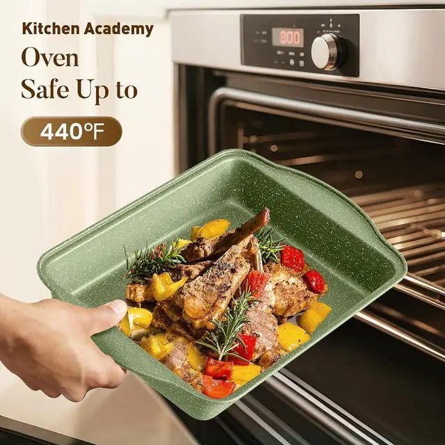 Alt view image 4 of 7 - Kitchen Academy 17Pcs Pots and Pans Set Non Stick, Induction Cookware | Sage Green, Easy to Clean, Nonstick Granite Cooking Pans with Griddle, Healthy Non Toxic Frying Pan, PFOA&PFOS Free