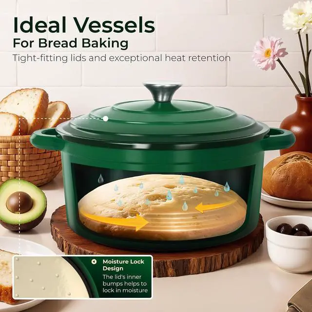 Alt view image 3 of 7 - Kitchen Academy 7Pcs Enameled Cast Iron Cookware Sets, Emerd | Non Toxic Pots and Pans Set, Induction Compatible, PFOA & PFAS Free