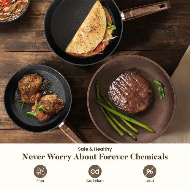 Alt view image 4 of 7 - Kitchen Academy 12Pcs Induction Pots and Pans Set Non Stick, Black Cookware | Granite Kitchen Nonstick Cookware Sets, Best Cooking Pot and Pan Set