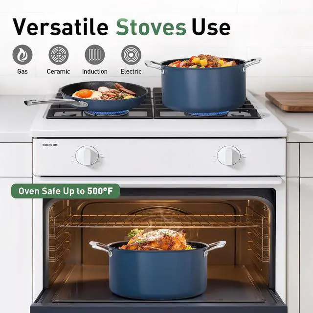 Alt view image 6 of 7 - Kitchen Academy Plasma Titanium Cookware Set, 6Pcs Induction Pots and Pans | Blue, Non Toxic Healthy Cooking Pans and Pots Set with Scratch Defense Technology, PFOA&PFOS Free