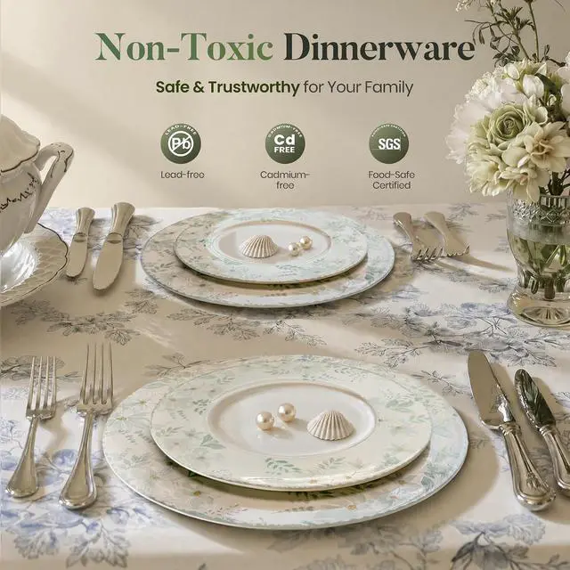Alt view image 2 of 7 - Kitchen Academy 12-Piece Bone China Dinnerware Set for 4, Handmade | Reactive Glaze Porcelain Plates and Bowls Sets, Lightweight Scratch Resistant kitchen Dish Set, Dishwasher Microwave Safe