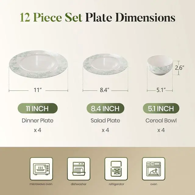 Alt view image 7 of 7 - Kitchen Academy 12-Piece Bone China Dinnerware Set for 4, Handmade | Reactive Glaze Porcelain Plates and Bowls Sets, Lightweight Scratch Resistant kitchen Dish Set, Dishwasher Microwave Safe