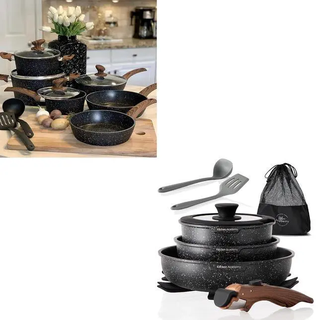 Main image of Pots and Pans Set Non Stick 12 Pieces & 10 Pieces RV/Camping Cookware Sets