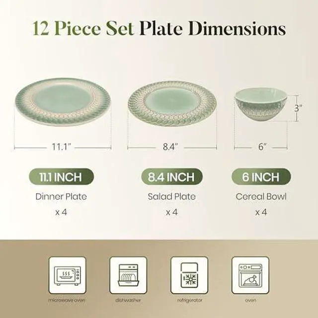 Alt view image 2 of 7 - Kitchen Academy 12Pcs Granite Cookware Set + 12 Pcs Stoneware Dinnerware Sets for 4
