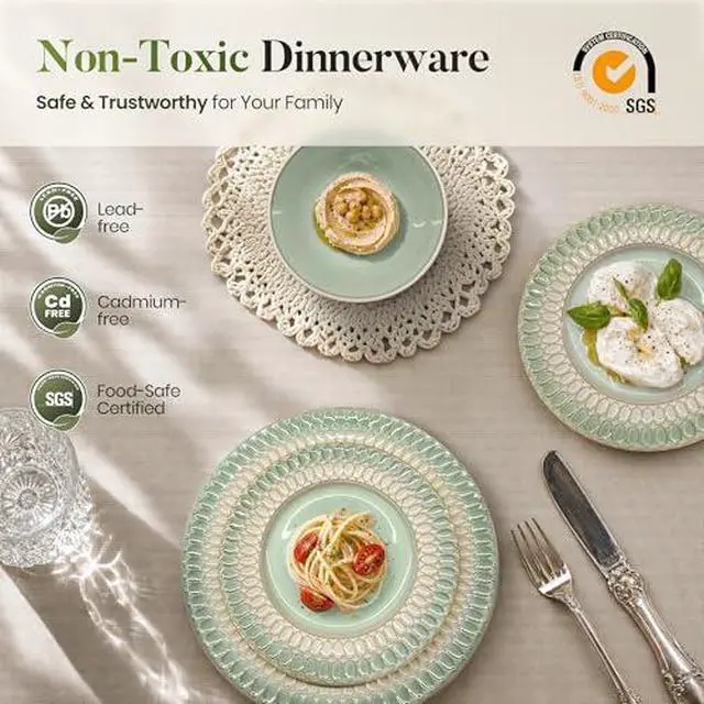 Alt view image 5 of 7 - Kitchen Academy 12Pcs Granite Cookware Set + 12 Pcs Stoneware Dinnerware Sets for 4