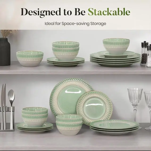 Alt view image 7 of 7 - Kitchen Academy 12Pcs Granite Cookware Set + 12 Pcs Stoneware Dinnerware Sets for 4