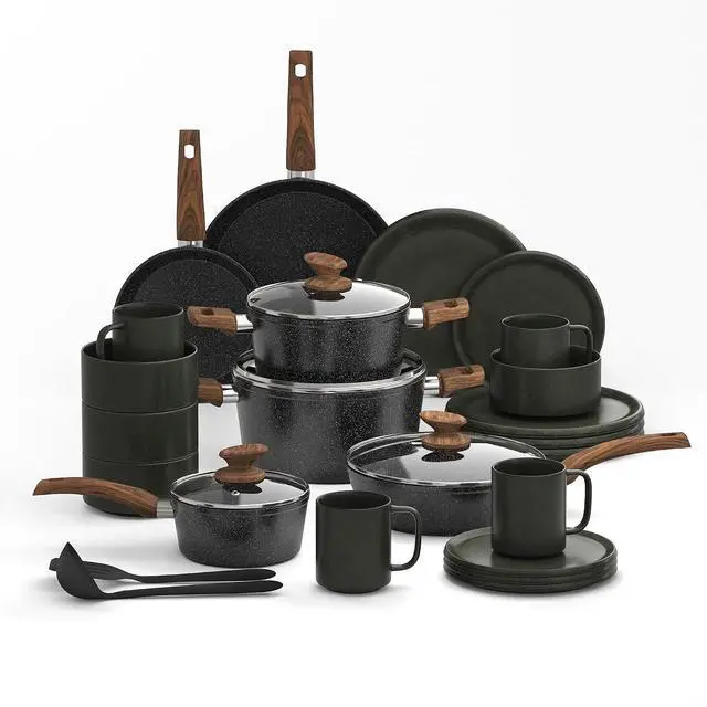 Main image of Kitchen Academy Granite Cookware & Matte Stoneware Dinnerware