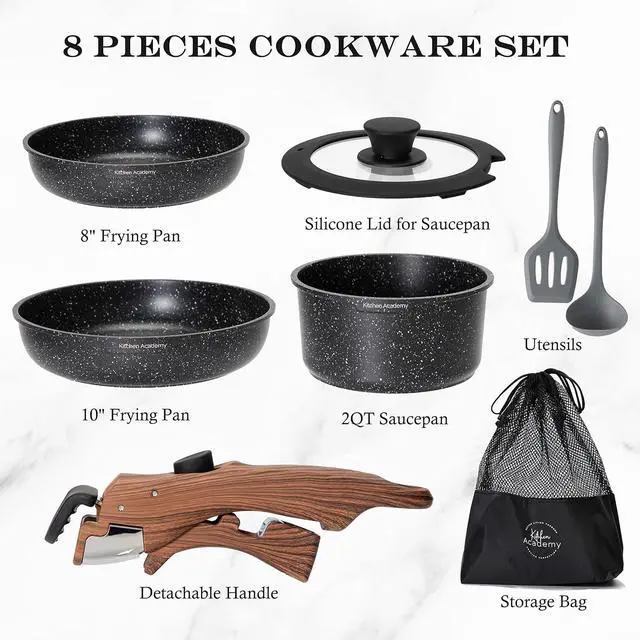 Alt view image 7 of 7 - Enamel Cast Iron Cookware Set 7 Pieces & 10 Pieces RV/Camping Cookware Sets