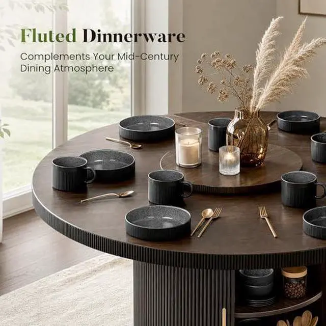 Alt view image 3 of 7 - Kitchen Academy 12Pcs Granite Cookware Set + 16 Pcs Stoneware Dinnerware Sets for 4