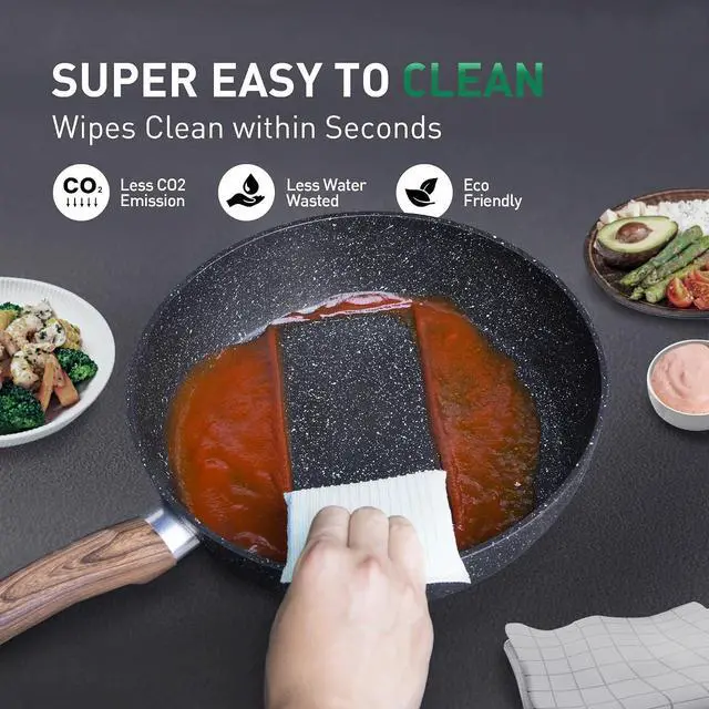 Alt view image 3 of 7 - Kitchen Academy Pots and Pans Set Non Stick, Induction Cookware Sets | 12Pcs Granite Nonstick Healthy Cooking Set, PFAS & PFOA Free