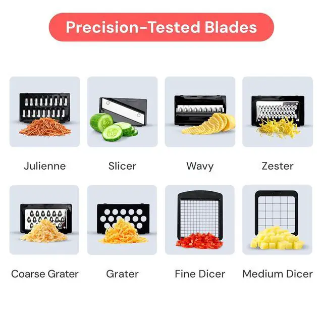 Alt view image 4 of 7 - Fullstar Pro Original Vegetable Chopper & Mandoline Slicer Kitchen Gadget | 8 in 1 Veggie Slicer, Onion & Fruit Cutter with Sharp Stainless Steel Blades & Container (Stainless Steel)