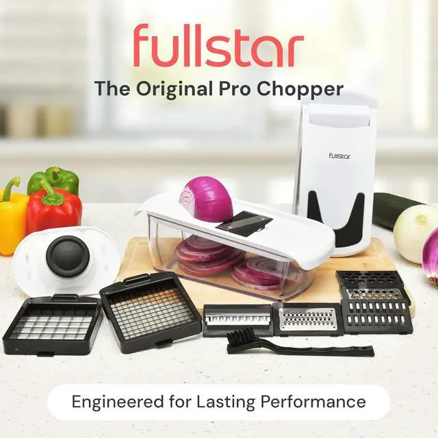 Alt view image 2 of 7 - Fullstar Pro Original Vegetable Chopper & Mandoline Slicer Kitchen Gadget | 8 in 1 Veggie Slicer, Onion & Fruit Cutter with Sharp Stainless Steel Blades & Container, All-in-One Meal Prep Tool (White)