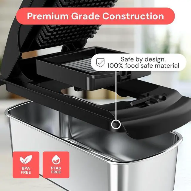 Alt view image 5 of 7 - Fullstar Pro Original Vegetable Chopper & Mandoline Slicer Kitchen Gadget | 8 in 1 Veggie Slicer, Onion & Fruit Cutter with Sharp Stainless Steel Blades & Container (Stainless Steel)